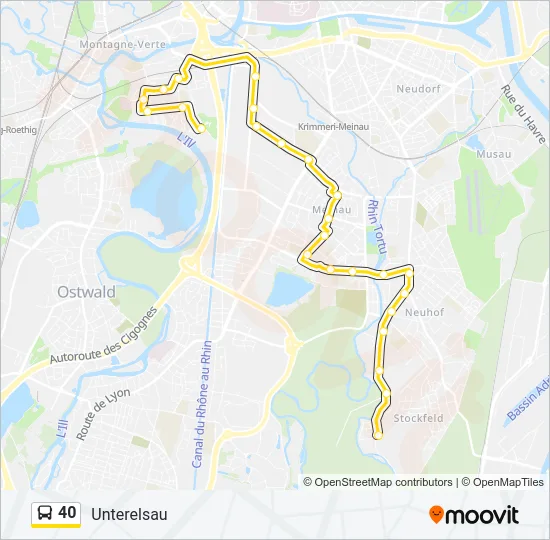 Plan de la ligne 40 de bus