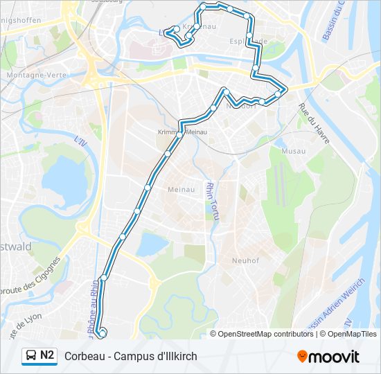 Mapa de N2 de autobús