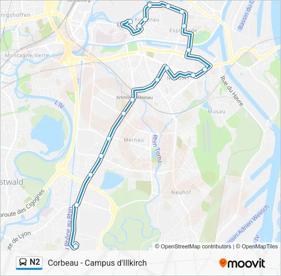 N2 Bus Line Map