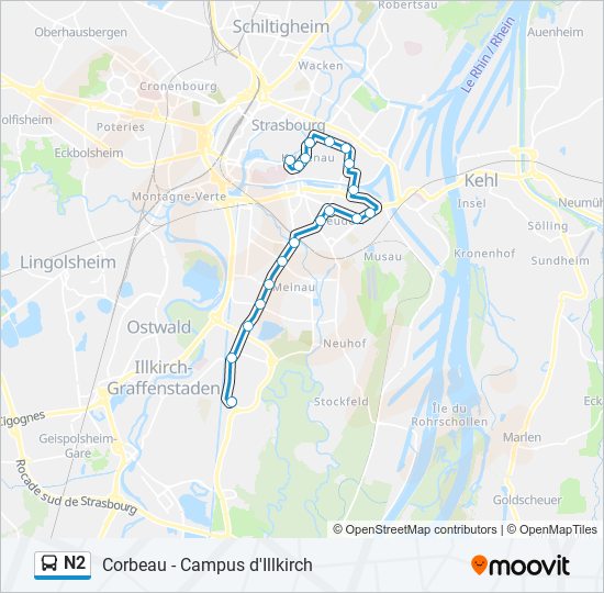 Mapa de N2 de autobús