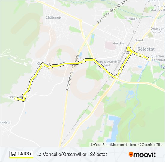 Plan de la ligne TAD3+ de bus