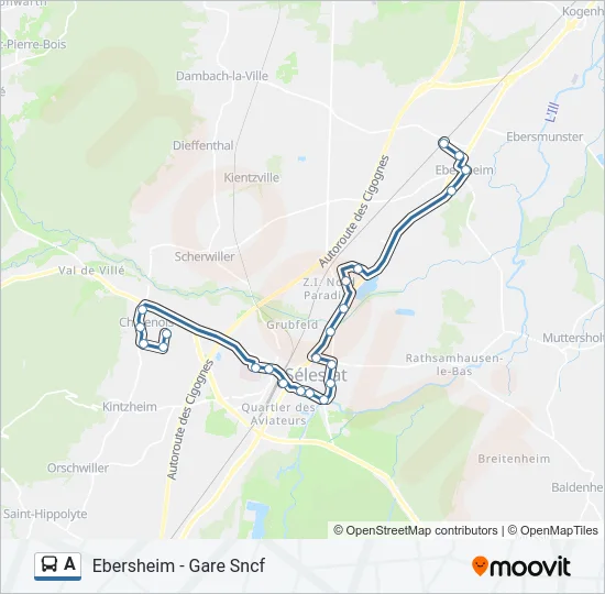 Plan de la ligne A de bus