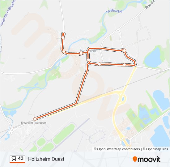 Plan de la ligne 43 de bus