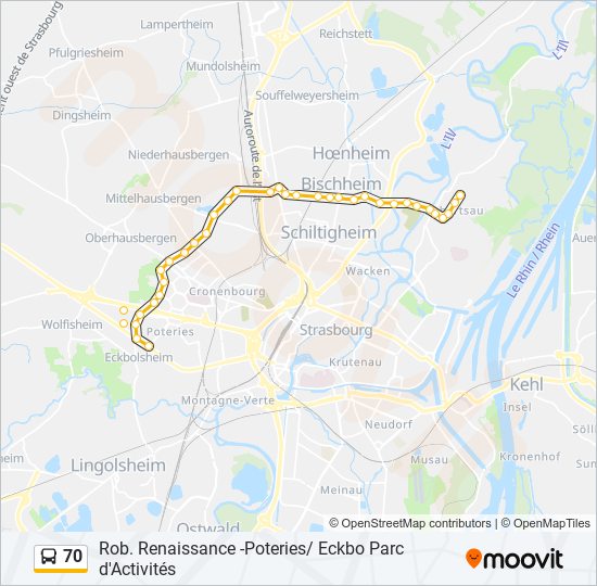 Mapa de 70 de autobús