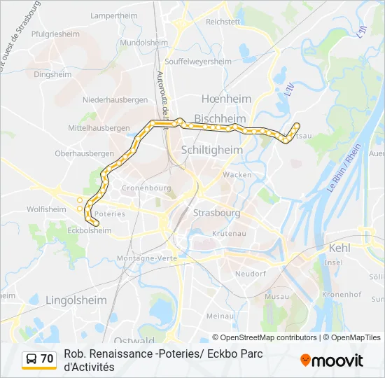 70 Bus Line Map