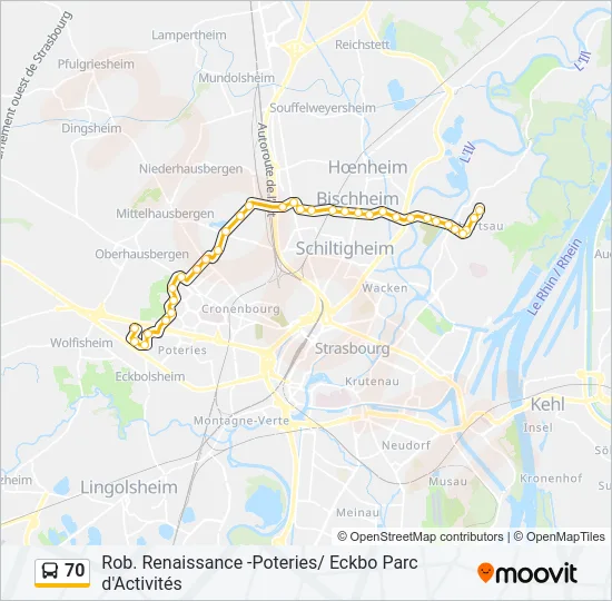 70 Bus Line Map