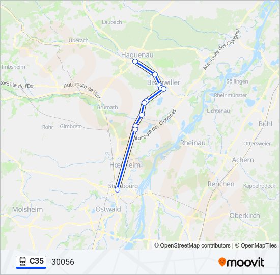 Plan de la ligne C35 de train