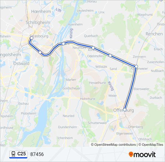 Mapa de C25 de tren