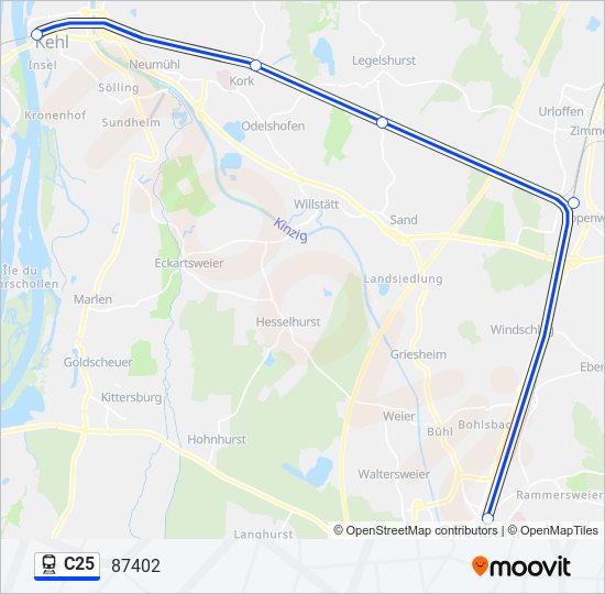 C25 train Line Map