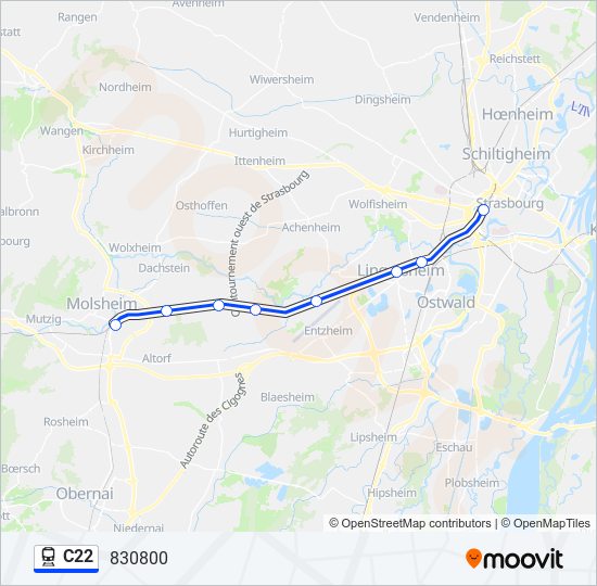 Plan de la ligne C22 de train