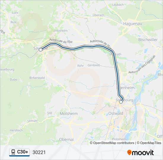 Plan de la ligne C30+ de train