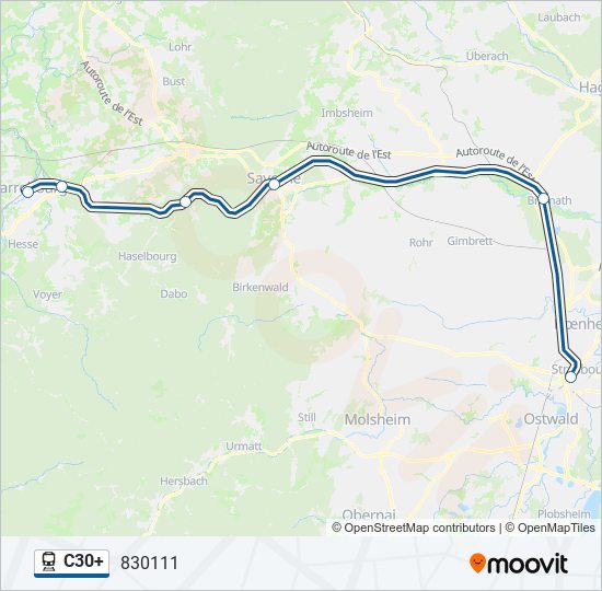 Plan de la ligne C30+ de train