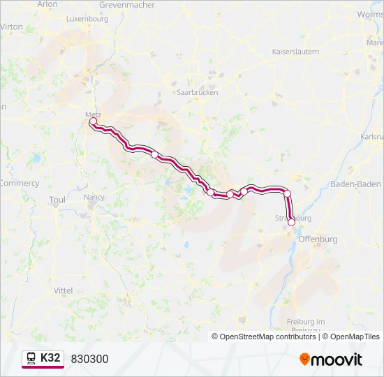 K32 Train Line Map