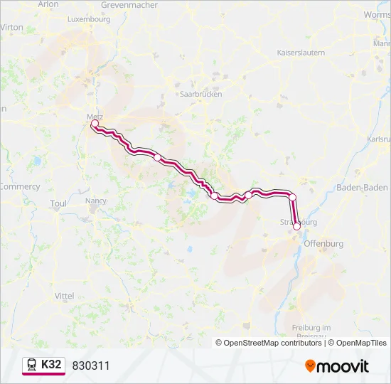 K32 Train Line Map