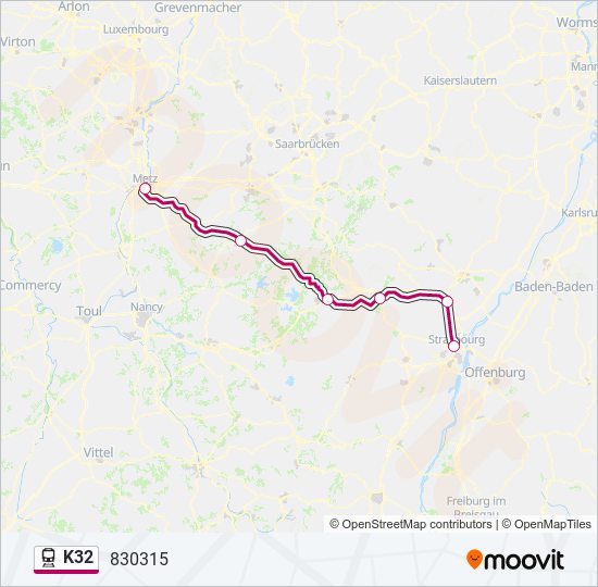 Plan de la ligne K32 de train