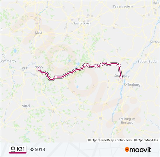 Plan de la ligne K31 de train