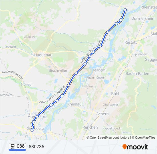 Mapa de C38 de tren