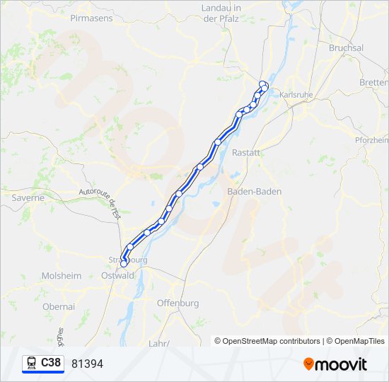 Plan de la ligne C38 de train