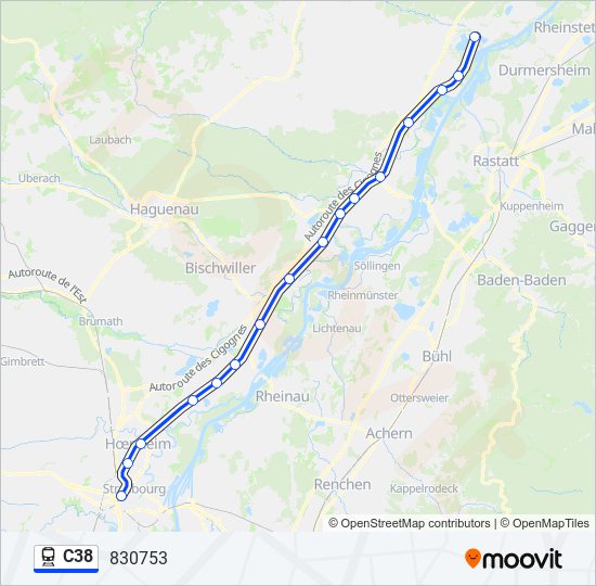 C38 train Line Map