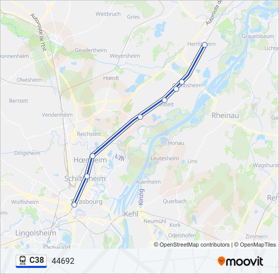 Plan de la ligne C38 de train