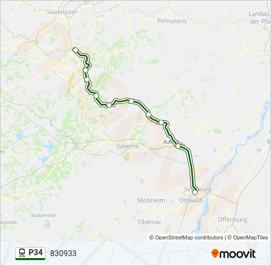 Plan de la ligne P34 de train