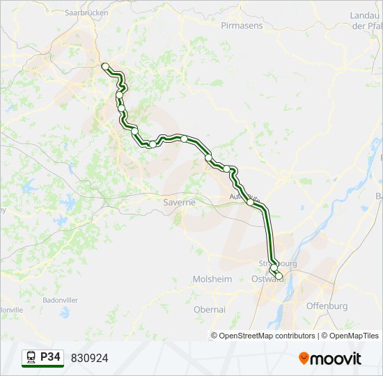 Plan de la ligne P34 de train