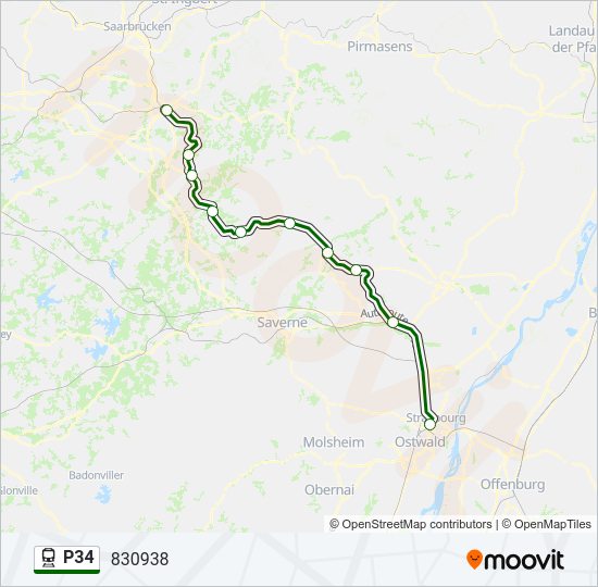 Plan de la ligne P34 de train