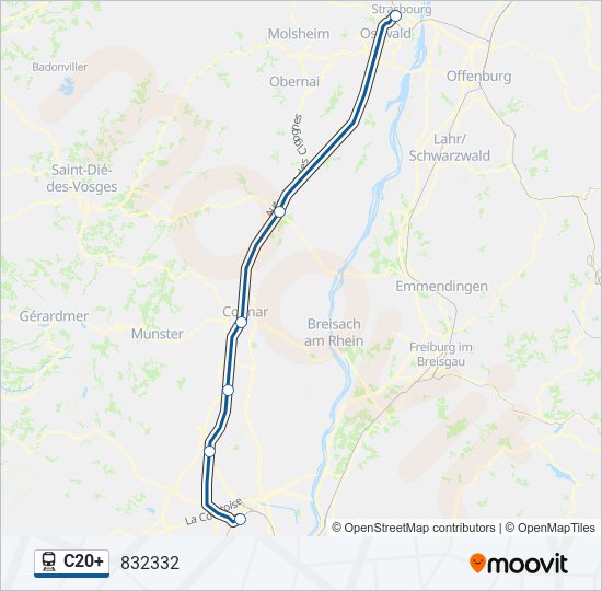 Plan de la ligne C20+ de train