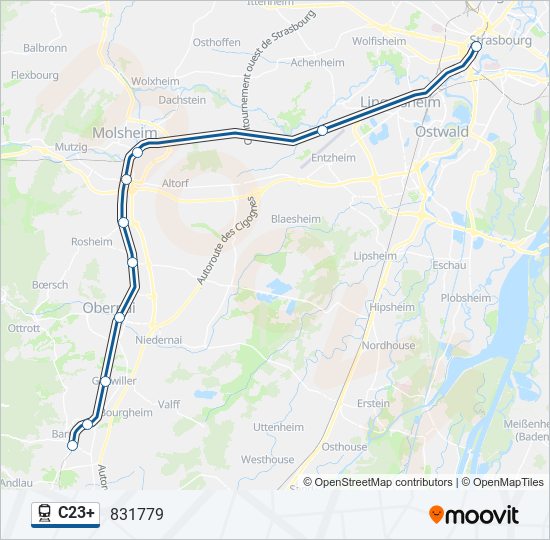 Plan de la ligne C23+ de train