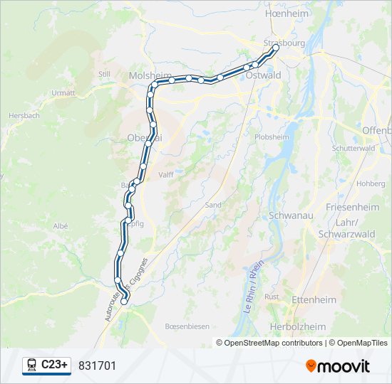 Plan de la ligne C23+ de train