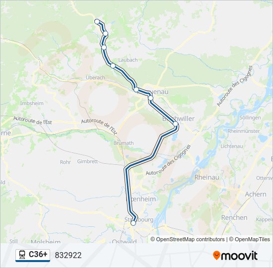 Plan de la ligne C36+ de train