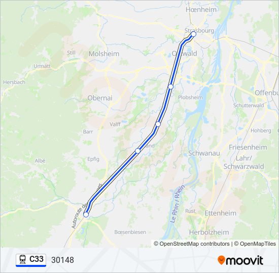 Plan de la ligne C33 de train