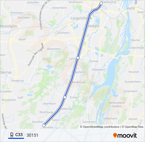 Plan de la ligne C33 de train