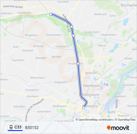 Plan de la ligne C33 de train