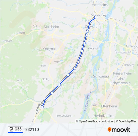 Plan de la ligne C33 de train