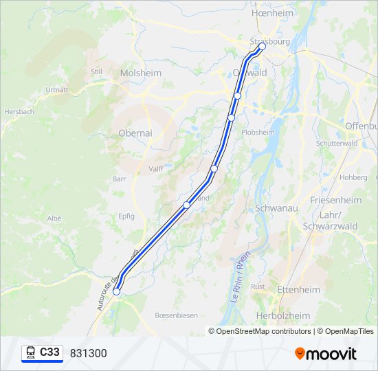 Plan de la ligne C33 de train