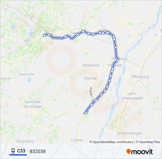 C33 train Line Map