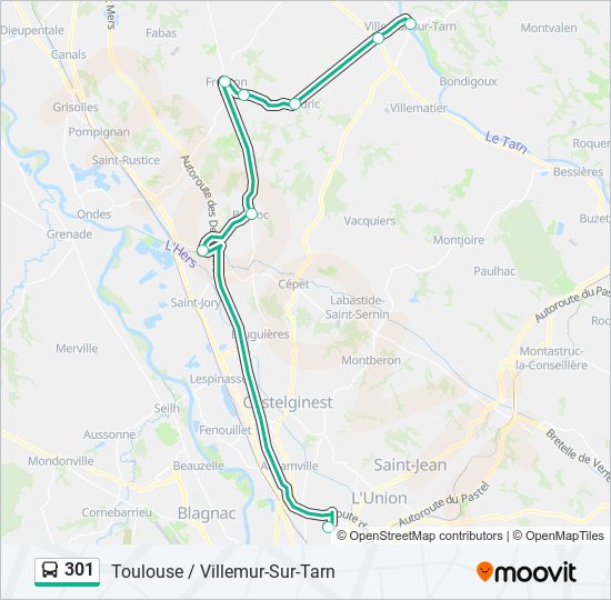 Plan de la ligne 301 de bus