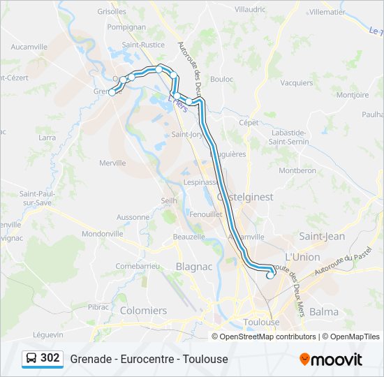 Plan de la ligne 302 de bus