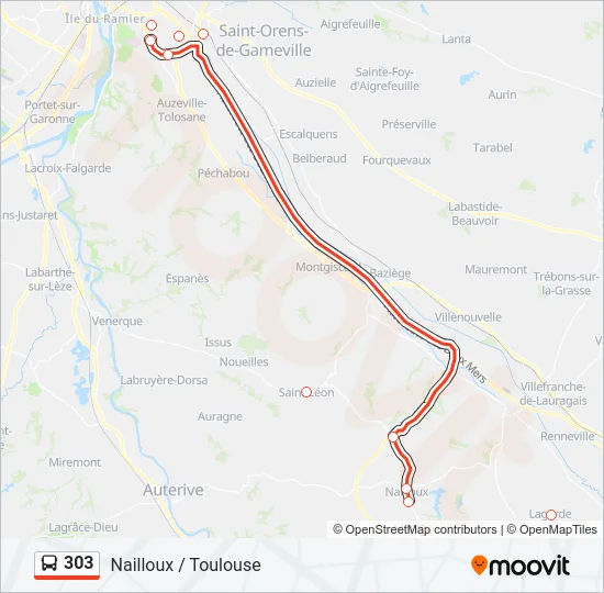 303 Bus Line Map