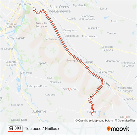 303 Bus Line Map