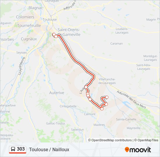 Mapa de 303 de autobús