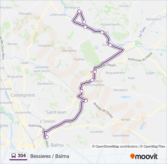 Mapa de 304 de autobús