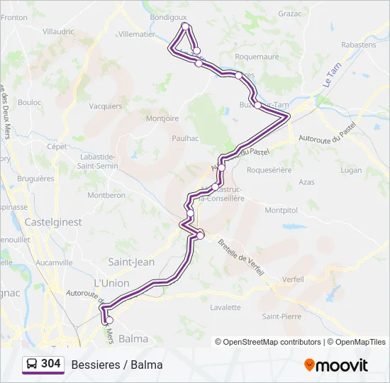 304 Bus Line Map