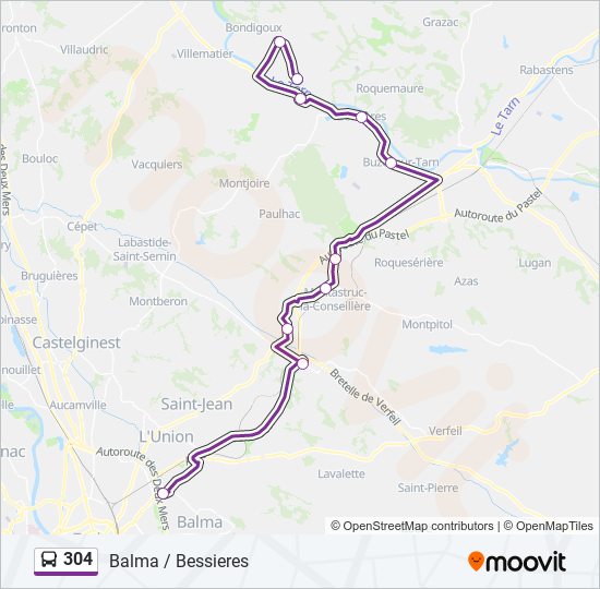 Mapa de 304 de autobús