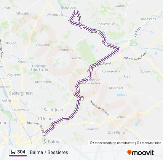 304 Bus Line Map