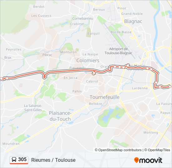 Mapa de 305 de autobús