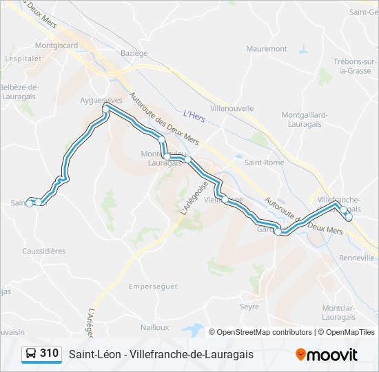 Mapa de 310 de autobús