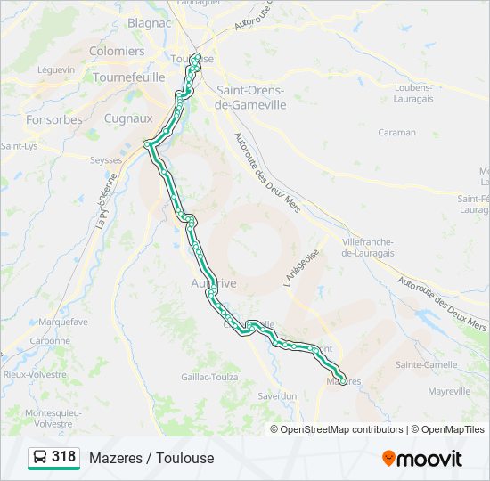 Mapa de 318 de autobús