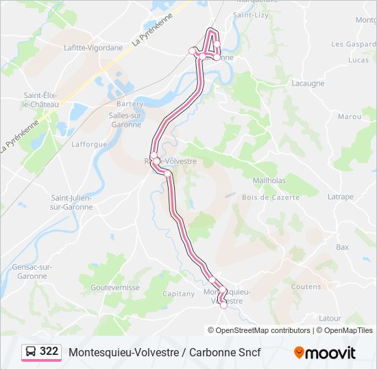 Mapa de 322 de autobús